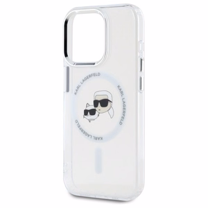 Karl Lagerfeld IML Metal Karl&Choupette Head MagSafe Ümbris jaoks iPhone 15 Pro Max - valge