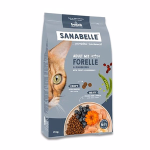 Bosch Sanabelle Life Adult Trout & Blueberries – täiskasvanud kasside kuivtoit forelli ja mustikatega, 8 kg
