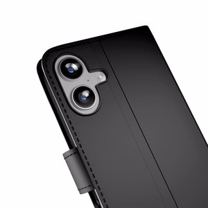 Puro Wallet Stand ümbris jaoks iPhone 17 made of eco-leather, with a flap, wallet and stand function - must