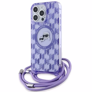 Karl Lagerfeld IML Crossbody Monogram Karl & Choupette Head MagSafe Ümbris jaoks iPhone 15 Pro Max - lilla