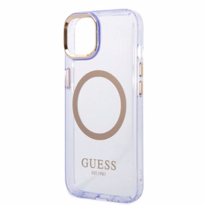 Guess GUHMP14SHTCMU iPhone 14 6.1" lilla/lilla hard ümbris kuldne Outline Translucent MagSafe