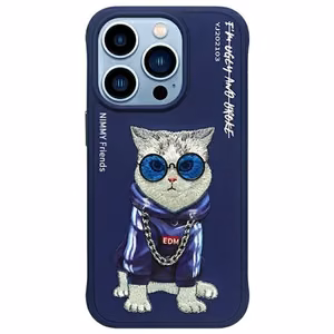 Nimmy Glasses Cool Cat Ümbris jaoks iPhone 15 Pro - Sinine