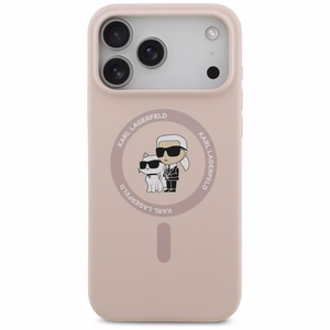 Karl Lagerfeld Silicone Karl&Choupette Ring MagSafe Ümbris jaoks iPhone 17 Pro Max - Roosa