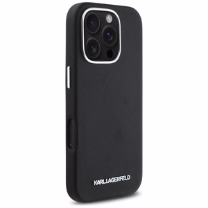 Karl Lagerfeld Saffiano Full Wrapped Elongated Metal Logo MagSafe Ümbris jaoks iPhone 16 Pro Max - must