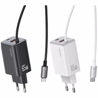 Võrgulaadija USAMS JC Series CC266 65W GaN Fast Charger 2xUSB-C 1xUSB-A valge