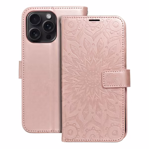 MEZZO Book ümbris jaoks IPHONE 15 Pro Max mandala rose kuldne
