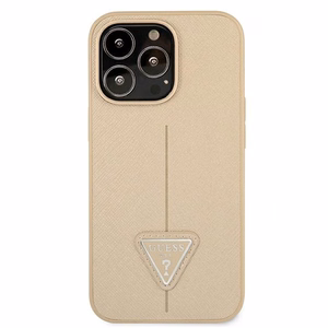 Guess GUHCP13LPSATLE iPhone 13 Pro / 13 6.1" beež/beež kõvakott SaffianoTriangle Logo