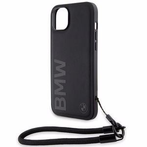 BMW Signature Leather Wordmark Cord ümbris jaoks iPhone 15 Plus / 14 Plus - must