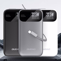 Dudao K31 10000 mAh 22.5W PD Powerbank sisseehitatud kaabliga - hall