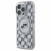 Karl Lagerfeld IML Monogram Karl & Choupette Head MagSafe iPhone 16 Pro Ümbris - Clear