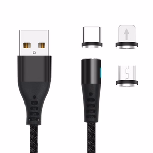 Maxlife MXUC-02 magnetic cable USB - Lightning + USB-C + microUSB 1,0 m 2A must nylon