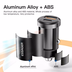Autolaadija Essager Gyro Mini sinine 30W (2xQC3.0)