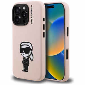 Чехол Karl Lagerfeld Silicone Karl Sketch MagSafe для iPhone 16 Pro розовый