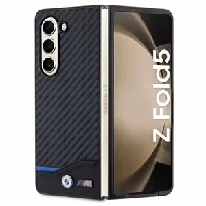 BMW Leather Carbon ümbris jaoks Samsung Galaxy Z Fold 5 - must