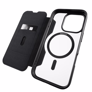 Puro Book Mag MagSafe Leather Ümbris with Flap and Card Slot jaoks iPhone 16 Pro Max - Must