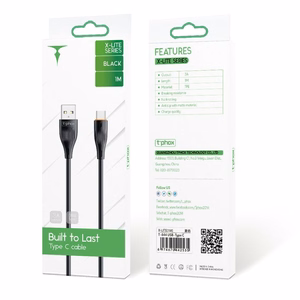 T-PHOX CABLE X-LITE TYPE-C BLACK 1M 3A