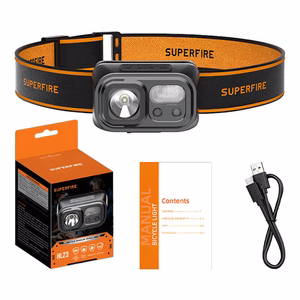 Superfire HL23 headlamp taskulamp, 220 lm, USB-C, akupank