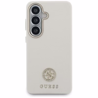 Guess ümbris Rhinestone Round Logo MagSafe Samsung Galaxy S26 Plus beež
