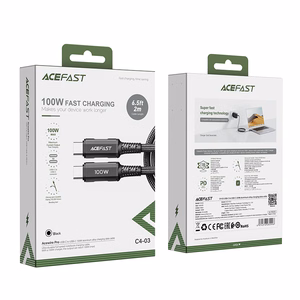 Acefast C4-03 must USB-C - USB-C PD QC kaabel 100W 5A 480Mb/s 2m - must
