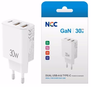 Laadija NCC (1xUSB-C; 2xUSB 30W) valge