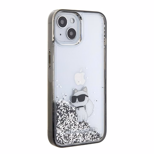 Karl Lagerfeld Liquid Glitter Choupette ümbris jaoks iPhone 15 - läbipaistev