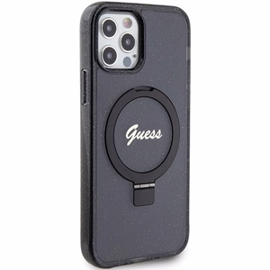 Guess Ring Stand Script Glitter MagSafe ümbris jaoks iPhone 12/12 Pro - must