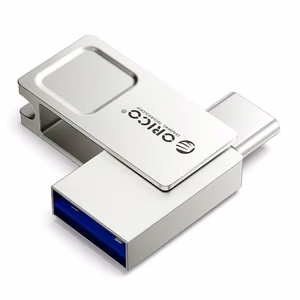 Orico U301 USB-mälupulk, 128 GB, USB-A/USB-C, USB 3.2 Gen 1, hõbedane
