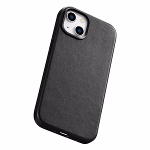 iCarer Case nahast ümbris iPhone 14 Plus'ile ehtne nahast ümbris must (ühildub MagSafe'iga)
