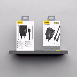 Dudao A27TCEU PD 30W GaN USB-A USB-C seinalaadija USB-C kaabliga - must