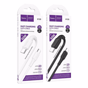 Kaabel USB C to USB C Hoco 3A 60W 1 m X120 valge