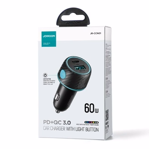 Autolaadija Joyroom „JR-CCN01" must 60W (PD20W / USB-C) LED-valgusega