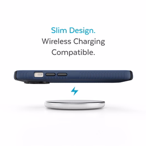 Speck Presidio2 Grip ümbris seadmele iPhone 15 Plus / 14 Plus, libisemiskindla haardega, Coastal Blue / Black / White värvikombinatsioon