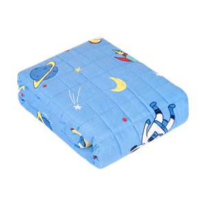 PREMIUM puuvillane raskustekk lastele, 100 x 150 cm, 3 kg, kosmosemustriga