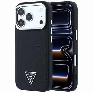 Guess Grained Triangle Logo MagSafe-ümbris iPhone 17 Pro Max / 18 Pro Max jaoks, must