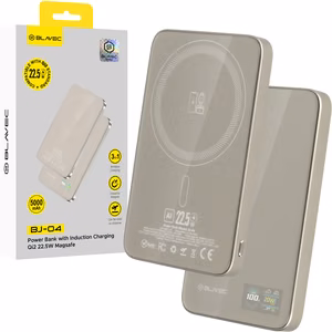 Blavec Akupank 5000mAh BJ-04 Ultra Slim 7,8mm - Type C - 22,5W magnetic Magsafe 3 in 1 (PBBJ04-MC5GD) kuldne glass