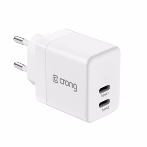 Crong Ultra Compact GaN seinalaadija, 2 × USB-C, 35 W, PD 3.0, PPS, valge