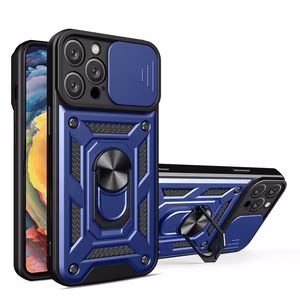 Hybrid Armor Camshield iPhone 16 Pro Armored Ümbris with Camera Cover and Stand - Sinine