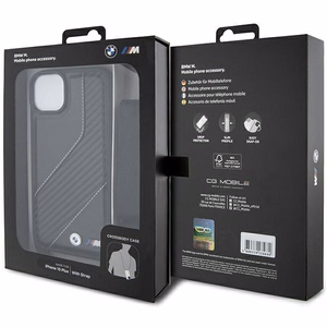 BMW M Edition Carbon Stripe & Strap ümbris jaoks iPhone 15 Plus / 14 Plus - must