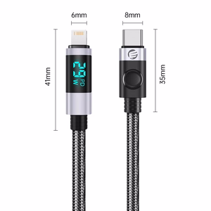 Orico LDC2L USB-C–Lightning PD, 29 W, 480 Mbps kaabel LED-ekraaniga, 2 m – must