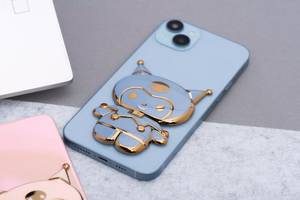 Phone stand DOLL - stick-on - sinine
