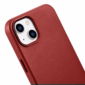 iCarer Case Naturnahast ümbris iPhone 14 Plus'ile punane (ühildub MagSafe'iga)