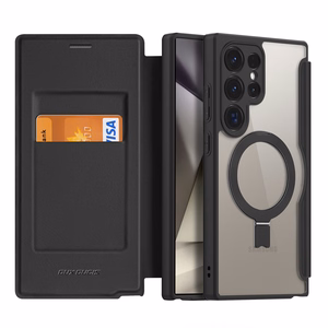 Dux Ducis Skin X Pro ümbris with flap and magnetic ring jaoks Samsung S24 Ultra - must