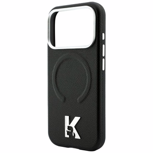 Karl Lagerfeld Grained Embossed Ring & Kameo Logo ümbris seadmele iPhone 18 Pro Max / 17 Pro Max, MagSafe-ühilduv – must