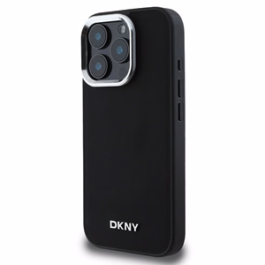 DKNY Plain Hõbedane Logo MagSafe iPhone 16 Pro Ümbris - Must