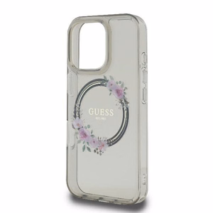Guess IML Flowers Wreath MagSafe Ümbris jaoks iPhone 16 Pro - Must