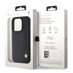 BMW Leather Blue Dots чехол iPhone 15 Pro Max - чёрный