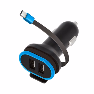 Forever CC-02 autolaadija 2x USB 3A must koos USB-C kaabliga 0,2 m