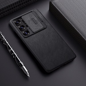 Nillkin Qin Pro Ümbris jaoks Samsung Galaxy S25 Ultra with Flip and Camera Cover - must