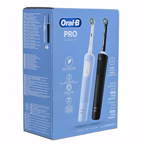 Oral-B Vitality Pro Duo täiskasvanutele pöörlev-võnkuv hambahari must, sinine, valge