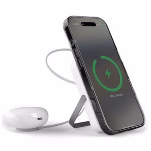Puro 10000mAh MagSafe Wireless Power Bank with Aluminum Stand - White